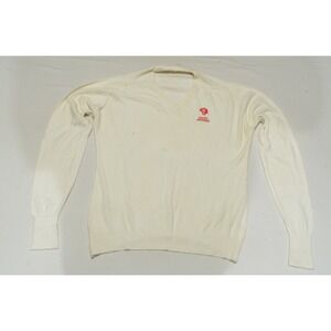 Vintage 1980sNebraska Cornhuskers Football White Acrylic V-Neck Sweater